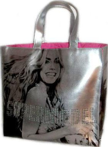Heidi Klum is on this large silver  and pink Super Model tote bag from Victoria's Secret.